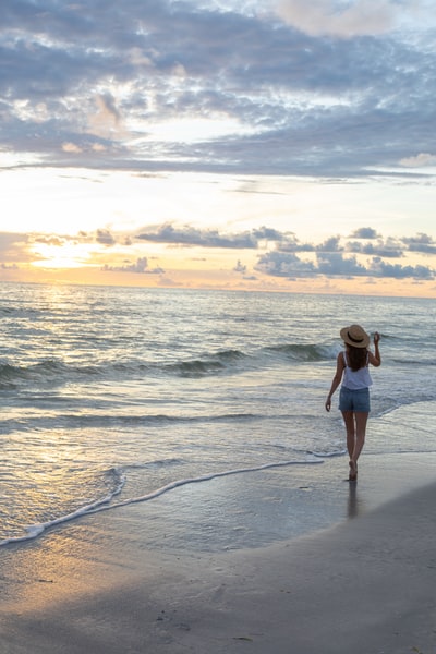 Woman walking on the beach
